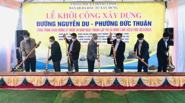 TX Hồng Lĩnh khởi công dự án nâng cấp tuyến đường Nguyễn Du, phường Đức Thuận